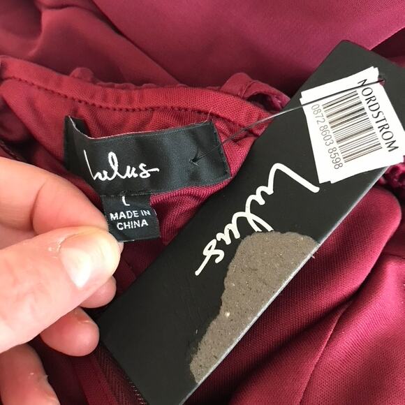 Lulus Dress Large Burgundy Adorning Glances Ruffles Resort Wedding Formal READ - Picture 9 of 16